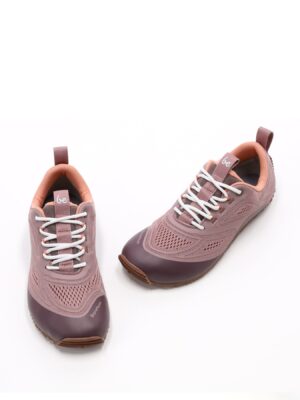 Front view of Be Lenka Trailtech Dusty Rose barefoot trail shoes with wide toe box and reinforced toe cap