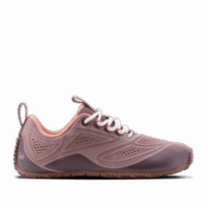 Be Lenka Trailtech Dusty Rose barefoot hiking shoes side view with TrailProGrip outsole and TPU upper