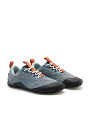 Front view of Be Lenka Trailtech Slate Blue barefoot shoes for hiking and trail running with reinforced toe cap