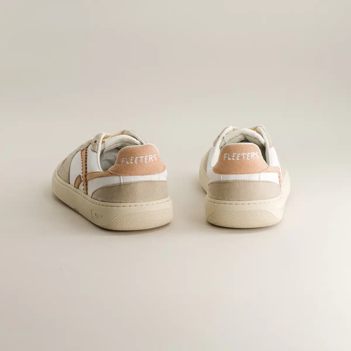 Fleeters Mango Pink barefoot sneakers rear view with zero drop sole and organic cotton laces