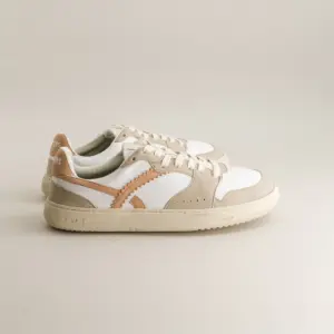 Fleeters Mango Pink barefoot sneakers side view showing flexible sole and GrapeSkin leather upper