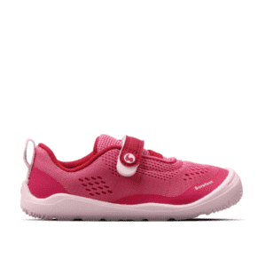 Be Lenka Nubo Preschool Pink barefoot toddler sneakers side view with breathable mesh upper and light pink sole