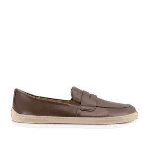 Be Lenka Buena Dark Brown & Beige women's barefoot moccasins with contrast sole