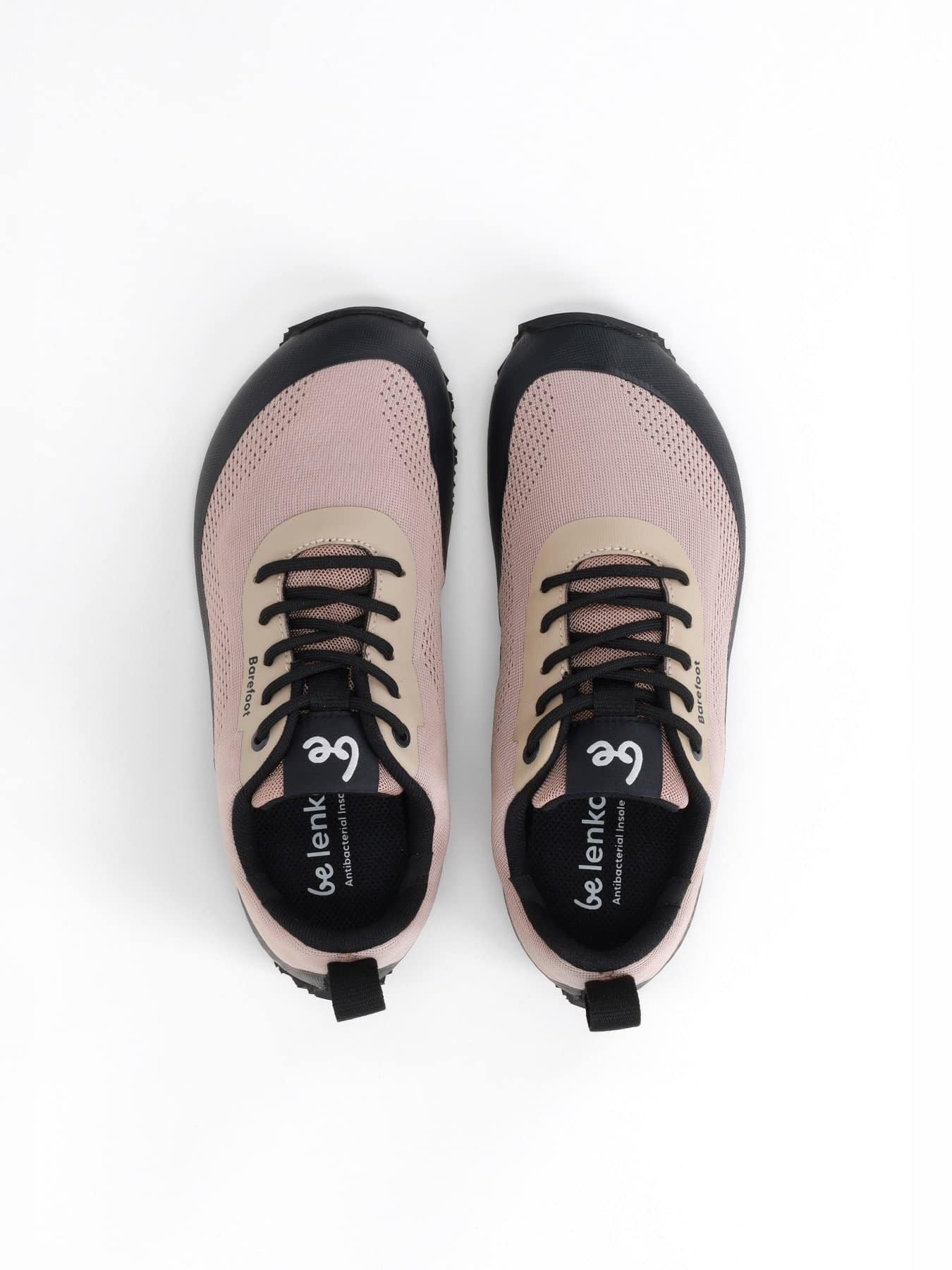 Top view showing the wide anatomical toe box of clay colored minimalist sneakers