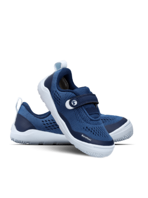 Pair of Be Lenka Nubo Preschool Blue barefoot preschool sneakers with velcro fastening and mesh upper