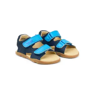 Koel OVA Navy kids barefoot leather sandals pair with anatomical toe box