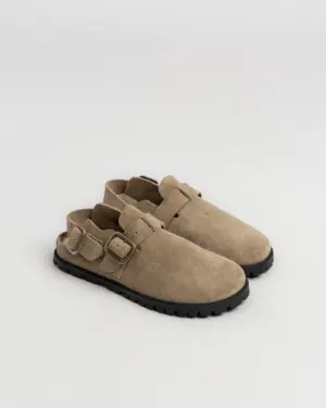 Barebound IKAROS II barefoot clog Stone Taupe with zero drop anatomical rubber sole