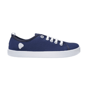 Anatomic Starter A11 blue barefoot canvas sneakers profile view with white 6mm rubber sole