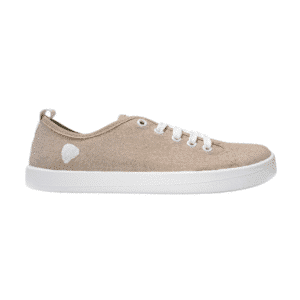 Anatomic Starter Eco AE01 beige barefoot recycled canvas sneakers profile view with white 6mm sole