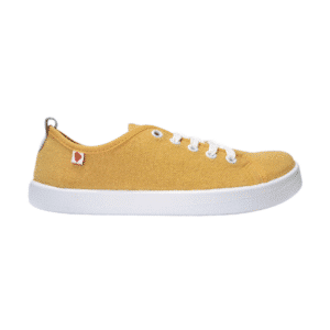 Anatomic Starter Eco AE04 yellow barefoot recycled canvas sneakers profile view with white 6mm sole