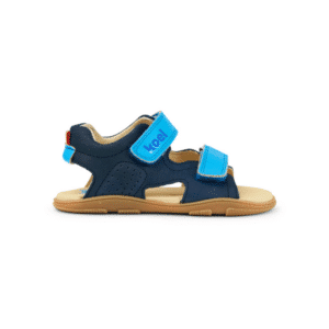 Koel OVA Navy barefoot sandal for kids profile view with zero drop flexible sole