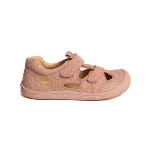 Koel DEEN Napa Salmon barefoot sandal for kids side view with 4mm natural rubber sole