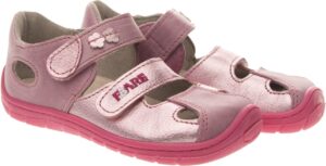 Pair of Fare Bare Tripolis Pink barefoot children's summer shoes with open breathable design