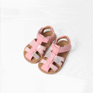 bLifestyle bellianaSTYLE Nappa Rosa kids barefoot sandals pair in pink bio leather