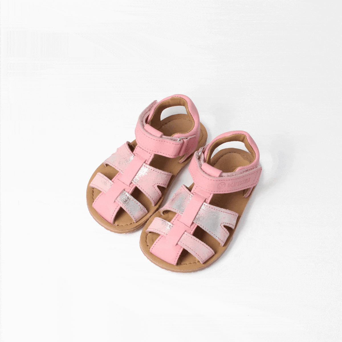 bLifestyle bellianaSTYLE Nappa Rosa kids barefoot sandals pair in pink bio leather