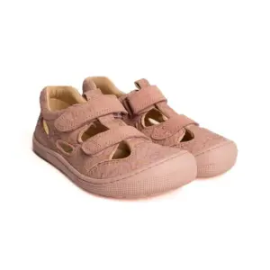 Koel DEEN Napa Salmon kids barefoot leather sandals pair with velcro closure