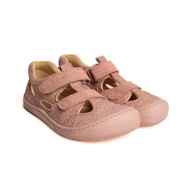 Koel DEEN Napa Salmon kids barefoot leather sandals pair with velcro closure
