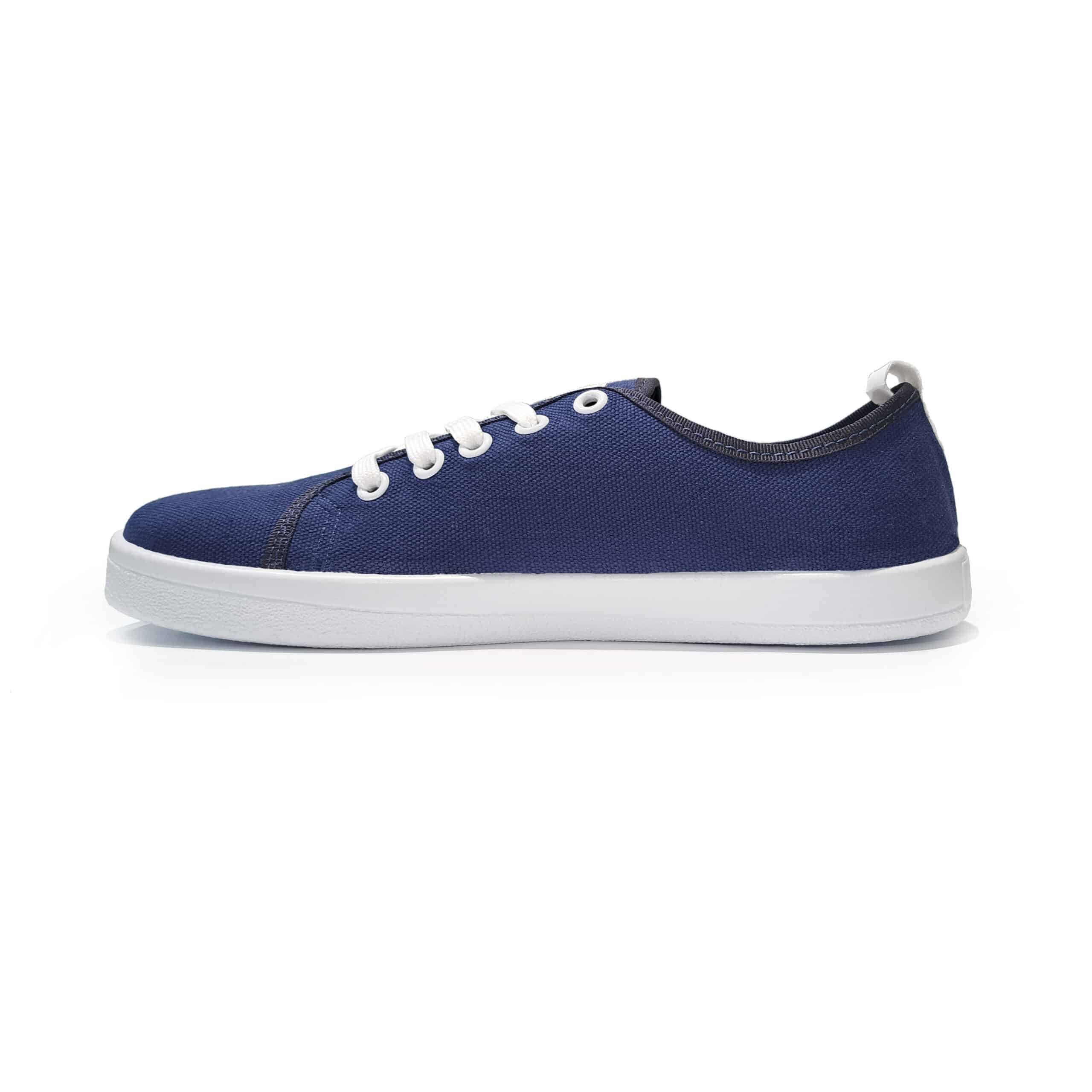 Anatomic Starter A11 blue barefoot sneakers side view with 2-layer cotton canvas upper