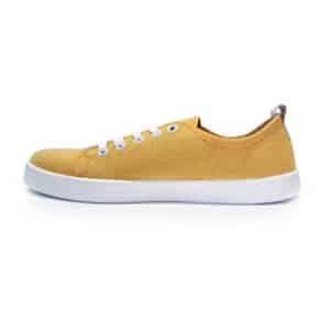 Anatomic Starter Eco AE04 yellow barefoot sneakers side view with 2-layer recycled cotton canvas upper
