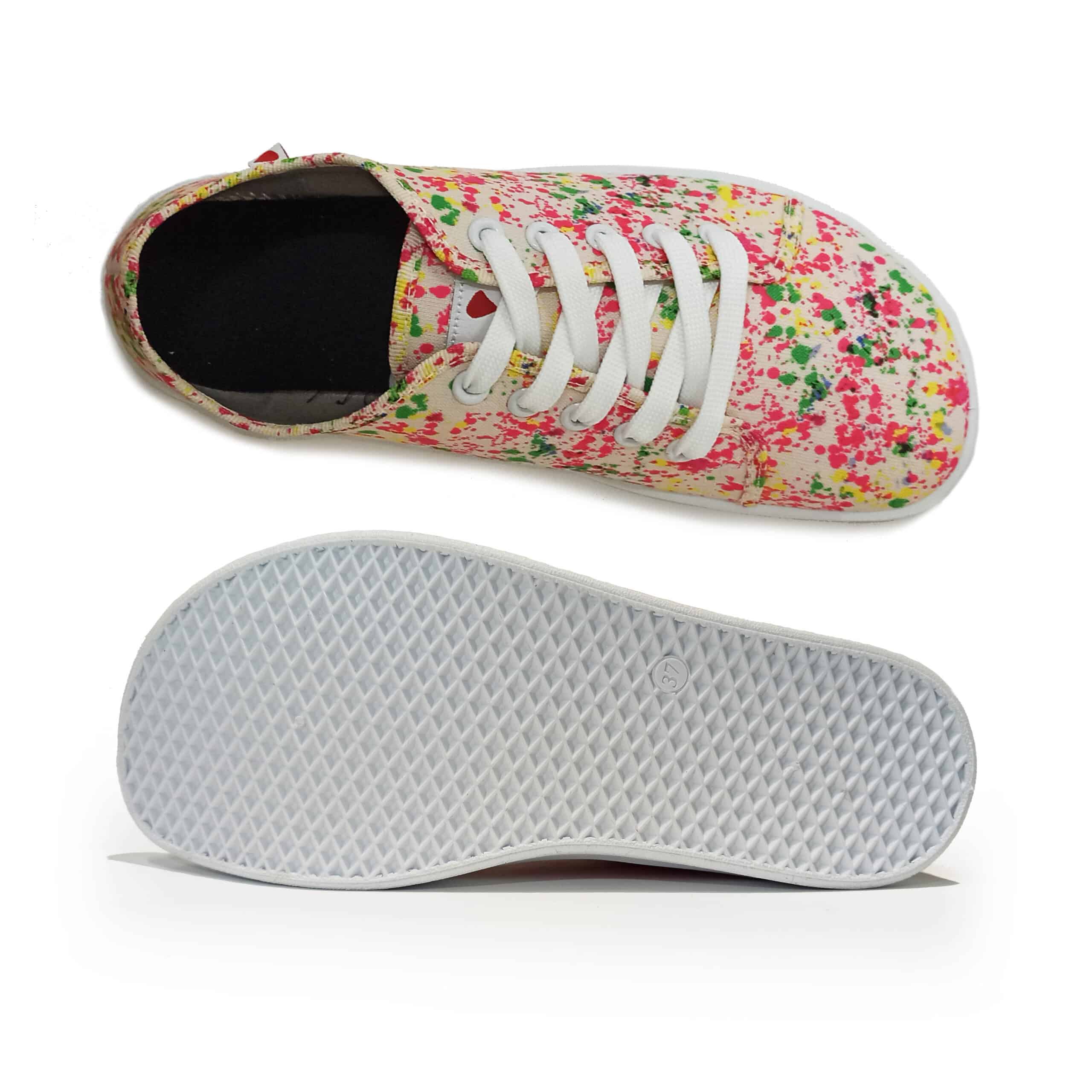 Pair of Anatomic Starter A15 multicolour barefoot canvas sneakers with foot-shaped toe box