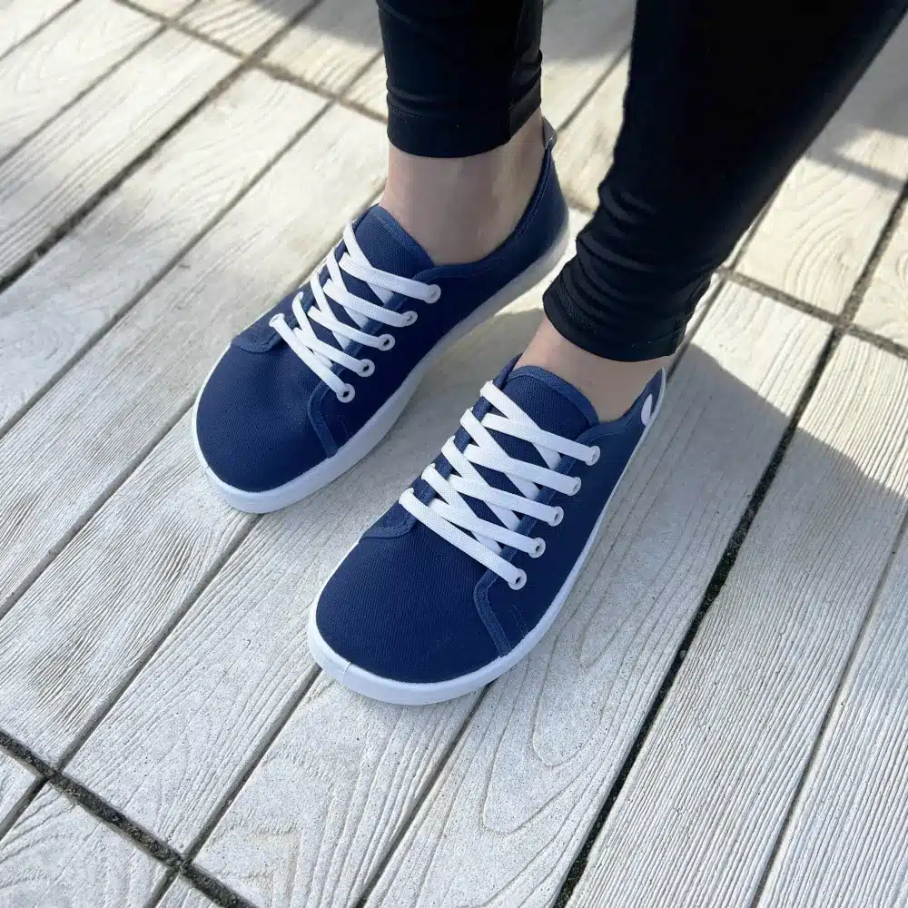 Anatomic Starter A11 blue barefoot sneakers top view with lace-up fastening