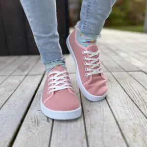 Pair of Anatomic Starter A21 peach barefoot canvas sneakers with foot-shaped toe box